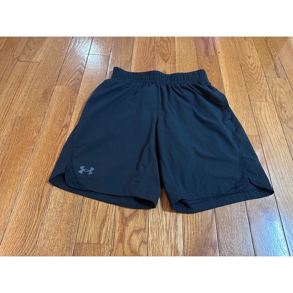 Men's Under Armour Running Shorts Athletic Workout Gym Fitted Black Mens Size S - Picture 1 of 8